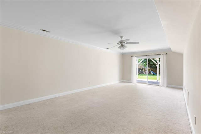 5119 Spiral Wood Dr, Clemmons, NC 27012 - unfurnished room with light colored carpet, ceiling fan, and ornamental molding