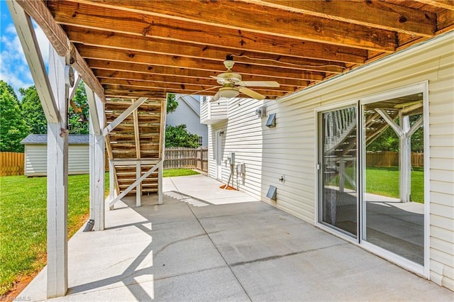 5119 Spiral Wood Dr, Clemmons, NC 27012 - view of patio / terrace with stairs and a ceiling fan