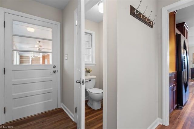 doorway to outside featuring dark hardwood / wood-style floors