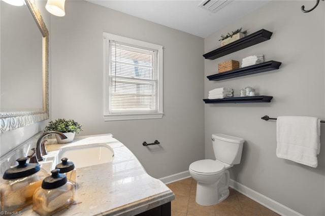 bathroom with tile patterned floors, vanity, and toilet