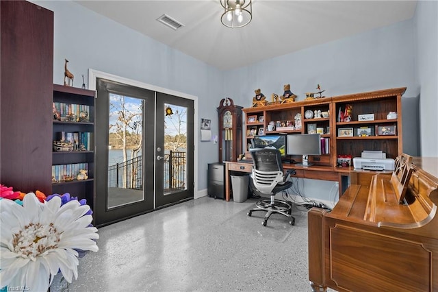 office area with french doors