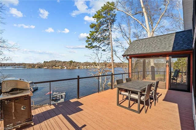 view of dock featuring a water view