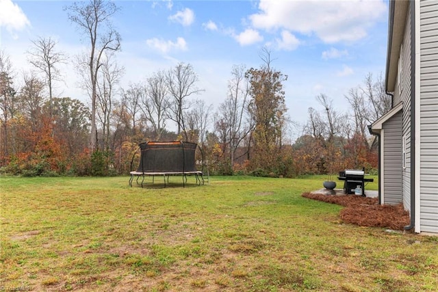 view of yard featuring a trampoline