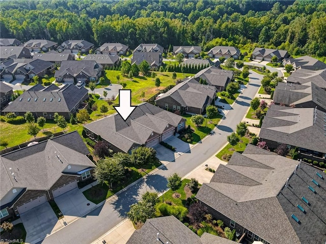 bird's eye view with a residential view