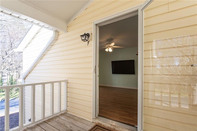 doorway to property with a balcony