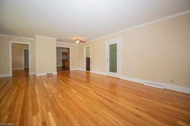 7040 Franklin Rd, Lewisville, NC 27023 - empty room with light wood-type flooring, ornamental molding, and ceiling fan