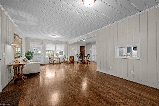 1732 Edgewood Ave, Burlington, NC 27215 - living area featuring wood finished floors, ornamental molding, and wooden ceiling