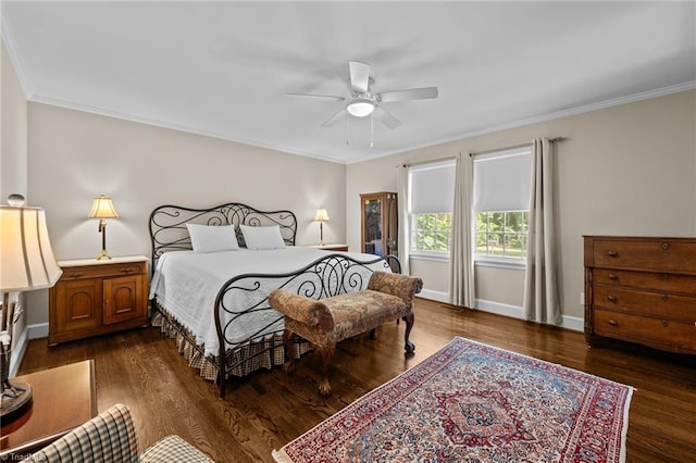 1732 Edgewood Ave, Burlington, NC 27215 - bedroom with ornamental molding, dark wood-style flooring, and ceiling fan
