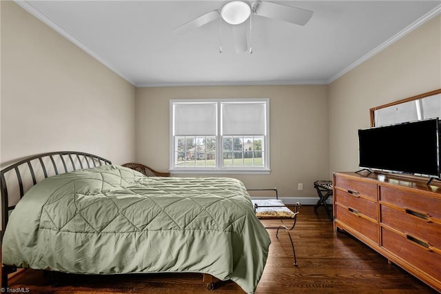 1732 Edgewood Ave, Burlington, NC 27215 - bedroom with ornamental molding, dark wood finished floors, and a ceiling fan