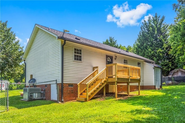 1650 Billy Dr, Winston-Salem, NC 27107 - rear view of house with a deck, stairs, and crawl space