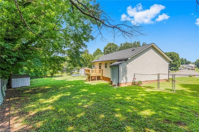 1650 Billy Dr, Winston-Salem, NC 27107 - back of house with a storage unit, a fenced backyard, a deck, and crawl space