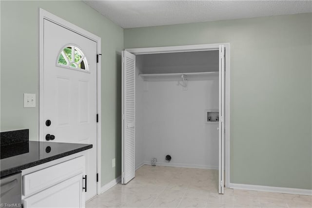 1650 Billy Dr, Winston-Salem, NC 27107 - washroom featuring washer hookup, light marble finish flooring, and a textured ceiling