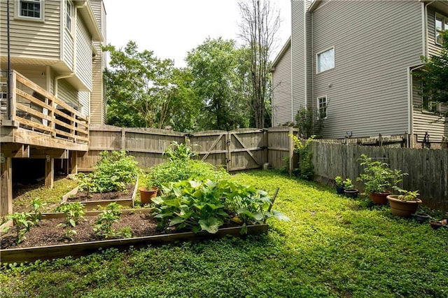 1923 Treyburn Ln, High Point, NC 27265 - fenced backyard featuring a garden and a deck