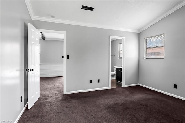 170 Vista Cir Unit C, Winston-Salem, NC 27106 - unfurnished bedroom featuring crown molding, carpet flooring, baseboards, and ensuite bath