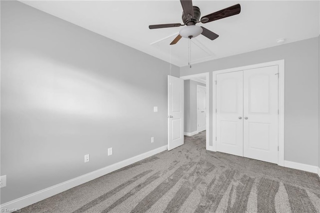 1604 Sunny Hill Way, Colfax, NC 27235 - unfurnished bedroom featuring baseboards, carpet, a closet, and a ceiling fan