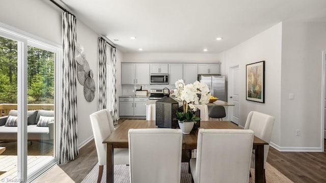 dining room with light wood-type flooring