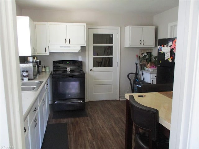 500 Avalon Pl, High Point, NC 27262 - kitchen featuring black appliances, extractor fan, an office area, and white cabinetry