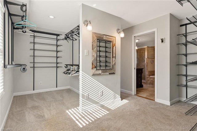 walk in closet featuring carpet