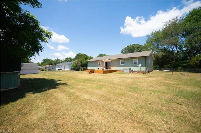 view of yard featuring a wooden deck