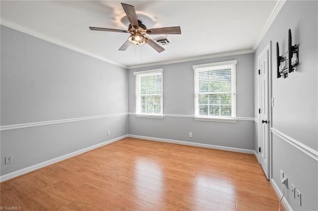 319 Hanover Arms Ct, Winston-Salem, NC 27104 - empty room with crown molding, a ceiling fan, baseboards, and light wood-style flooring