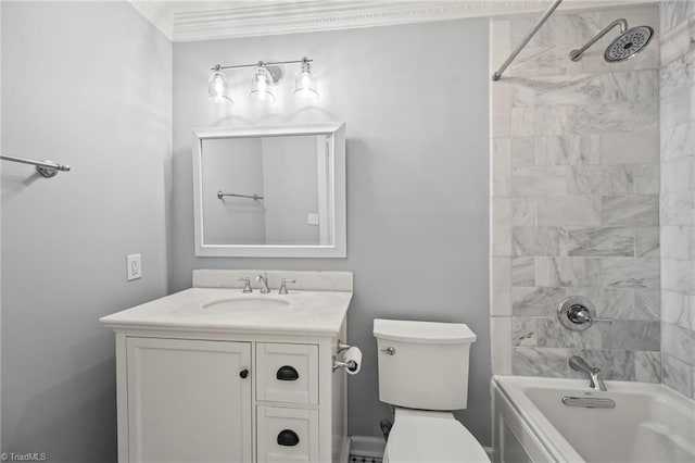 319 Hanover Arms Ct, Winston-Salem, NC 27104 - full bath featuring vanity, toilet, bathing tub / shower combination, and ornamental molding