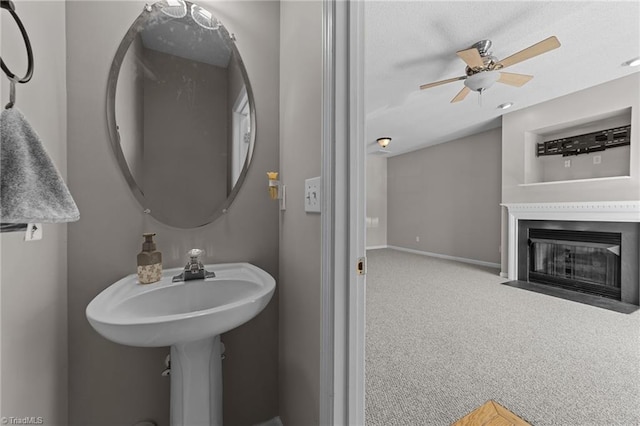 bathroom with ceiling fan