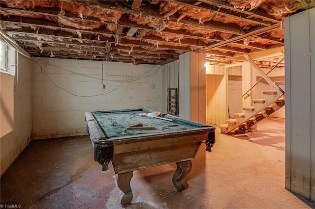 1900 Peachtree St, Winston-Salem, NC 27107 - playroom featuring billiards and unfinished concrete flooring