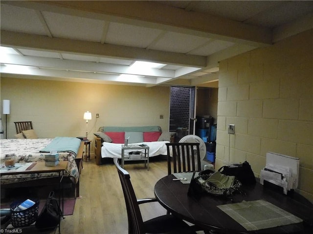 dining space with light wood-type flooring