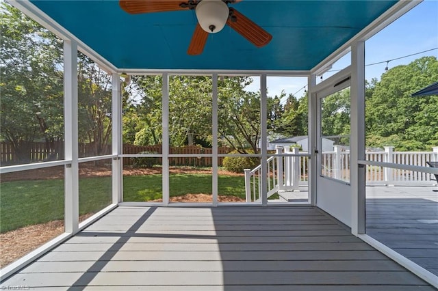 1203 Westminster Dr, Greensboro, NC 27410 - unfurnished sunroom with ceiling fan