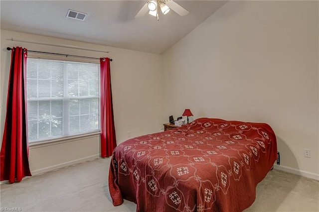 4317 Bradbury Way, High Point, NC 27265 - bedroom with carpet floors, vaulted ceiling, multiple windows, and a ceiling fan