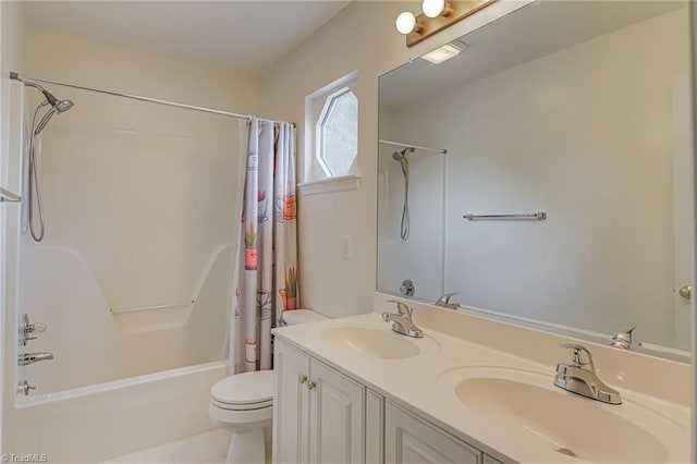 4317 Bradbury Way, High Point, NC 27265 - full bathroom featuring shower / tub combo with curtain and double vanity