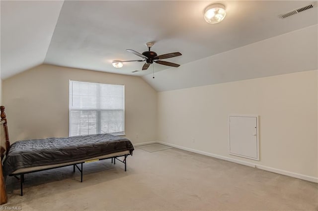 4317 Bradbury Way, High Point, NC 27265 - bedroom featuring lofted ceiling, light carpet, and a ceiling fan