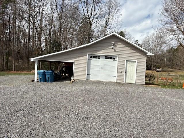 view of detached garage