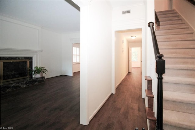39 Fountain Manor Dr Unit A, Greensboro, NC 27405 - stairway with wood finished floors, baseboards, and a high end fireplace