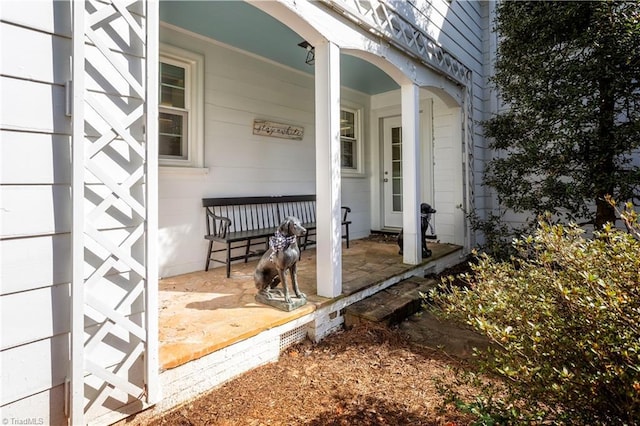 property entrance with a porch
