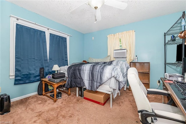 6215 Russwood Dr, Pleasant Garden, NC 27313 - bedroom featuring carpet floors, a textured ceiling, an office area, ceiling fan, and baseboards