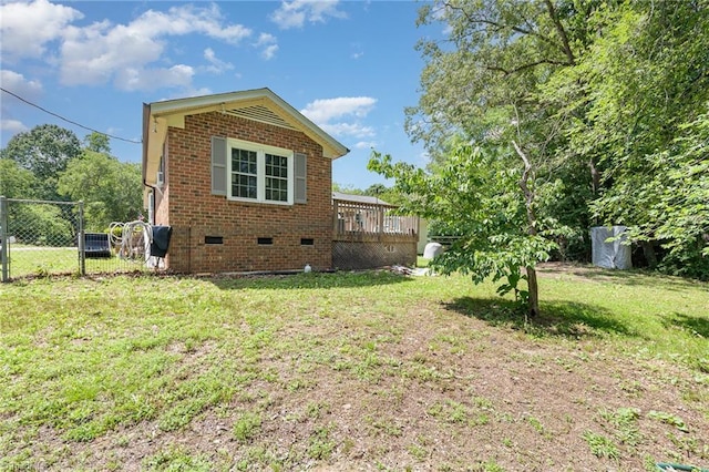 6215 Russwood Dr, Pleasant Garden, NC 27313 - view of home's exterior with crawl space, a deck, brick siding, and cooling unit