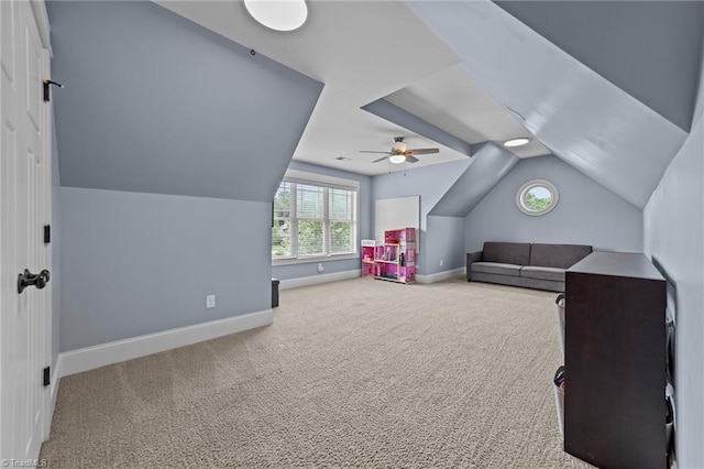 601 Rachel Smothers Dr, Greensboro, NC 27455 - bedroom with lofted ceiling, carpet floors, baseboards, and ceiling fan