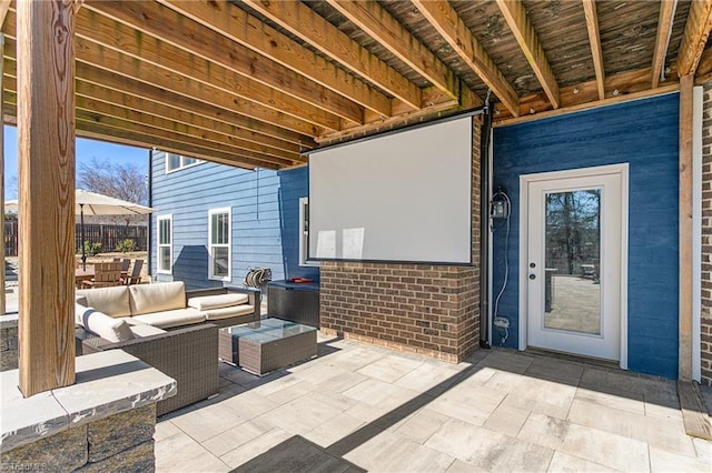 view of patio featuring an outdoor hangout area