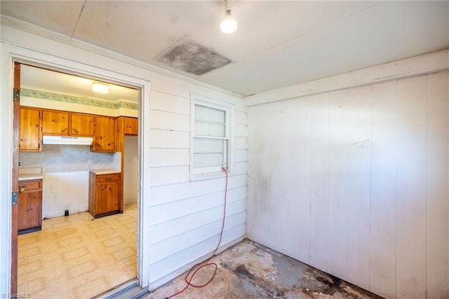 interior space with wood walls