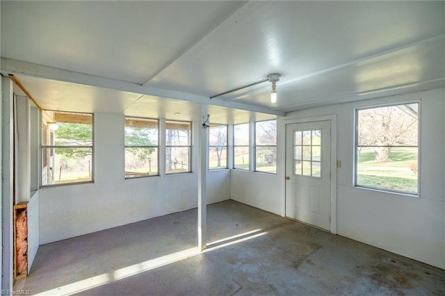 view of unfurnished sunroom