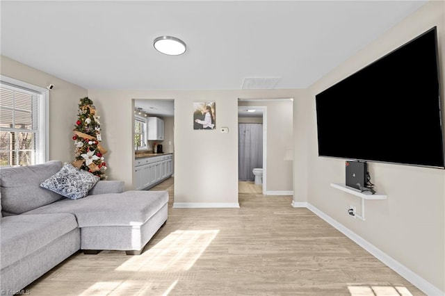 living room featuring light hardwood / wood-style flooring