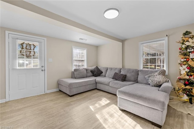 living room featuring light hardwood / wood-style floors