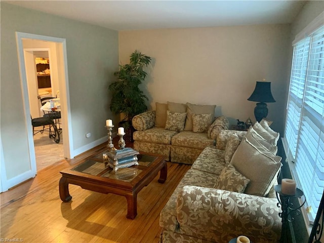 living room featuring light hardwood / wood-style floors