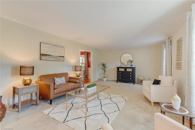 living room featuring carpet floors