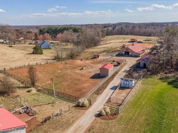 drone / aerial view with a rural view