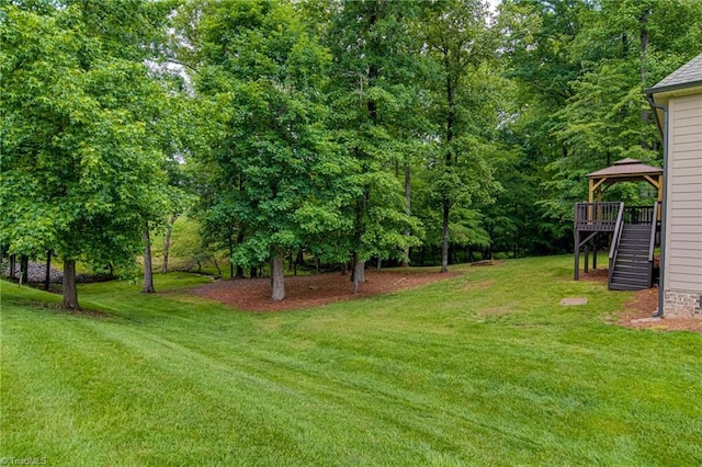 3001 Walbrook Ter, Browns Summit, NC 27214 - view of green lawn featuring a gazebo and stairs