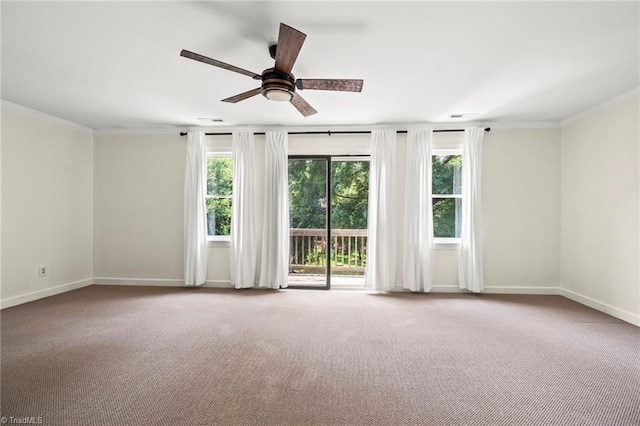 4548 Fernhaven Cir, Winston-Salem, NC 27104 - unfurnished room with carpet flooring, a ceiling fan, baseboards, and crown molding