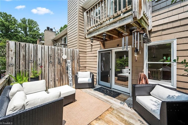 4548 Fernhaven Cir, Winston-Salem, NC 27104 - view of patio with a balcony, an outdoor living space, and a wooden deck