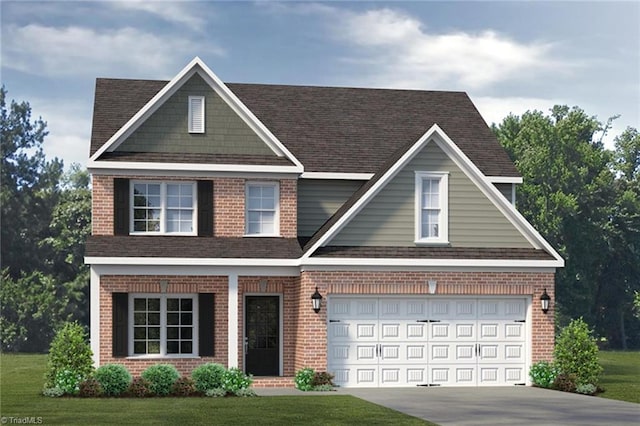 1932 Darrell Dr Lot # 12, Graham, NC 27253 - view of front of home featuring brick siding, driveway, a front yard, and a shingled roof